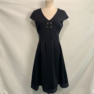 Pink Tartan black cap sleeve with beaded front dress